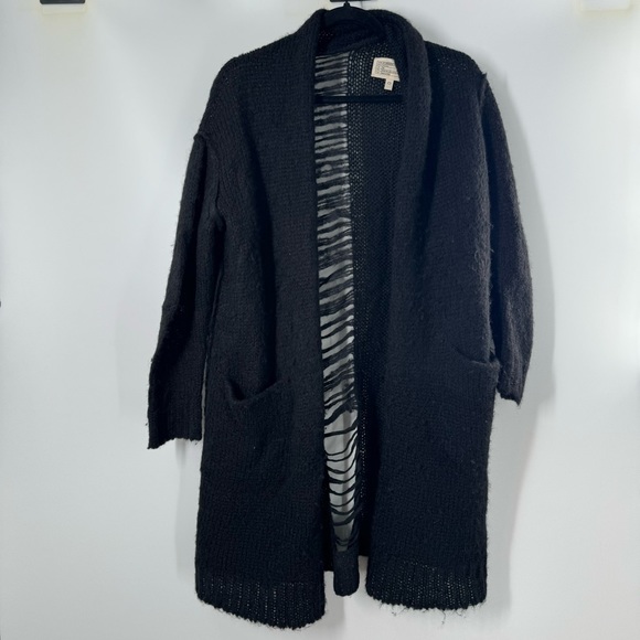 Current/ Elliott Alpaca Distressed The Long Slash Open Front Cardigan Size 0 - Picture 1 of 9